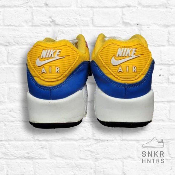 Nike Air Max 90 Multi-Color University Gold Black Blue CD6864-700 GS Size 7Y - Picture 7 of 9